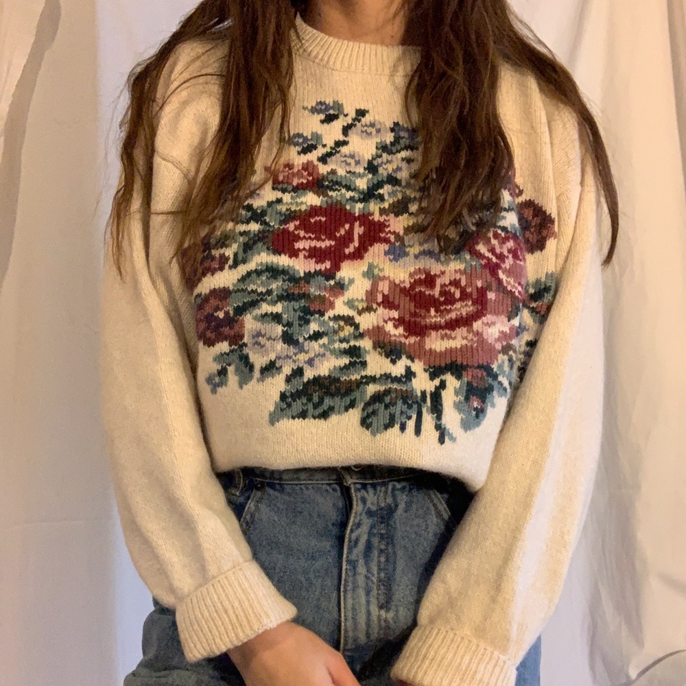 Northern reflections floral wool sweater